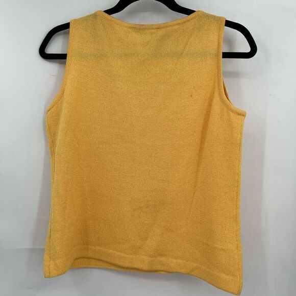 St. John Yellow Neutral Scoop Neck Santana Knit Sleeveless Tank Top Small - Picture 3 of 5